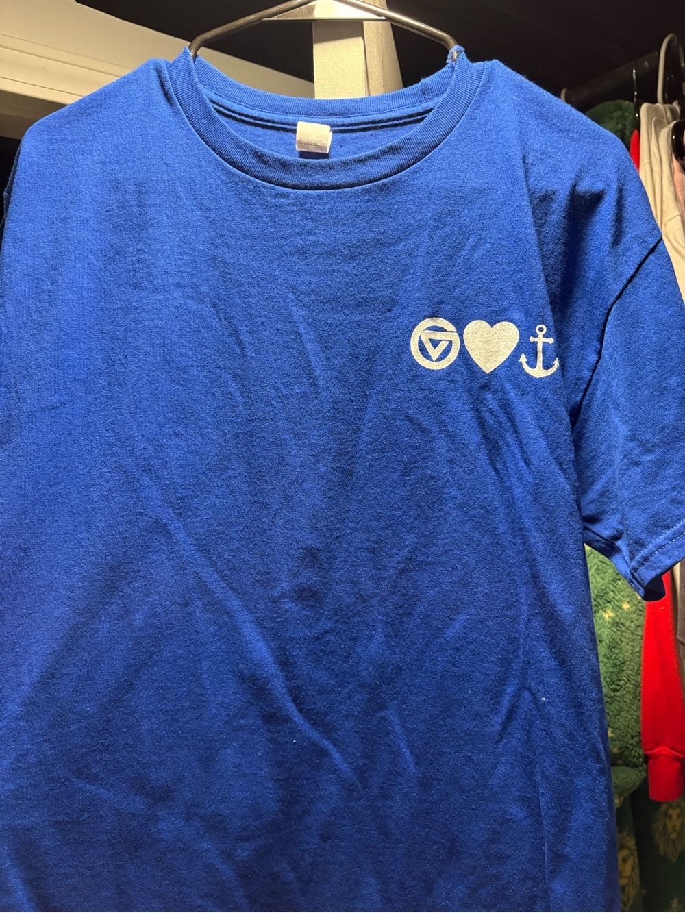 Men's Royal Blue Short Sleeve Graphic Tee with Nautical Heart